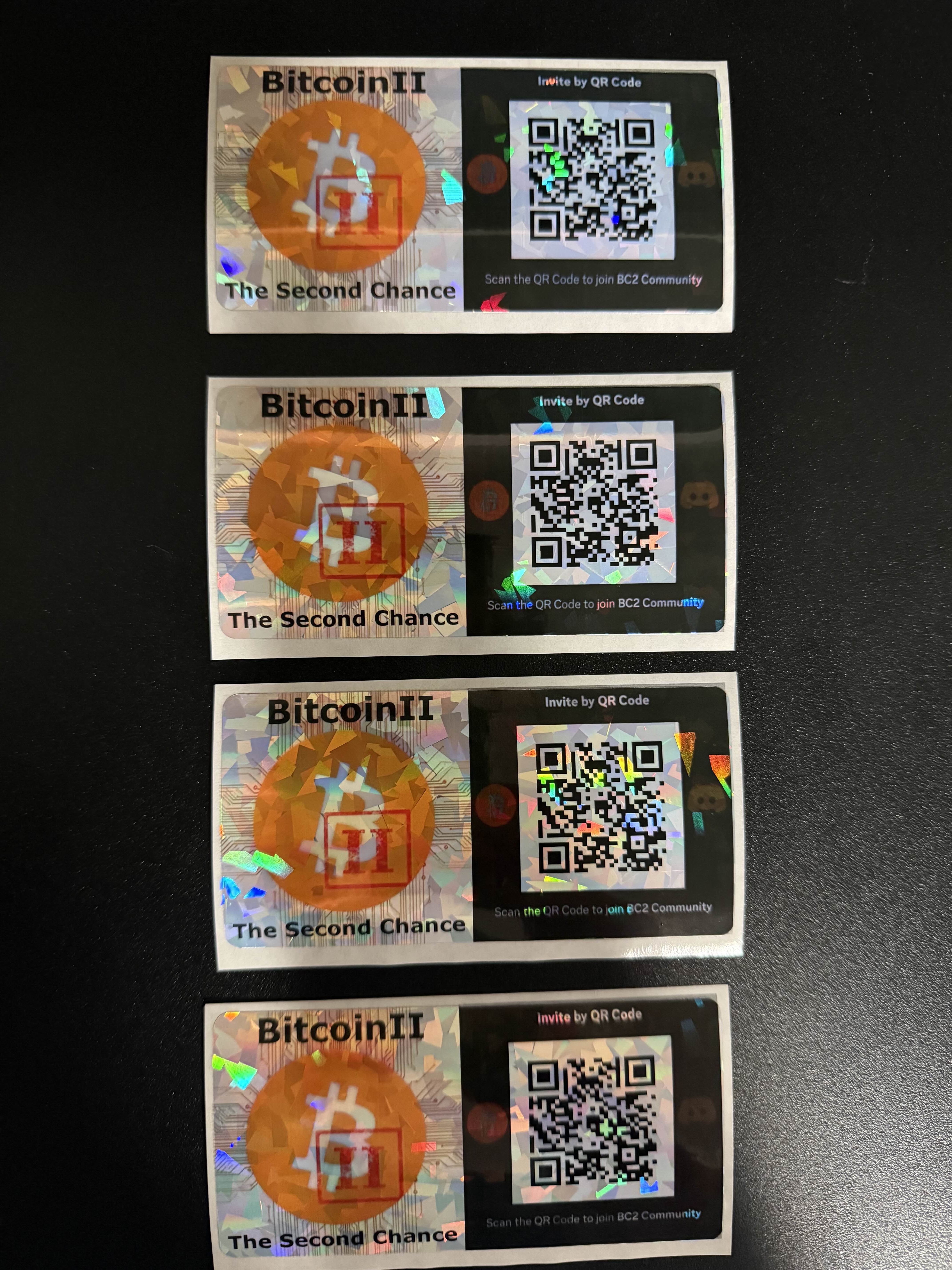 BitcoinII BC2 High Quality Sticker for Laptops, Cars - Holographic - 4 Total