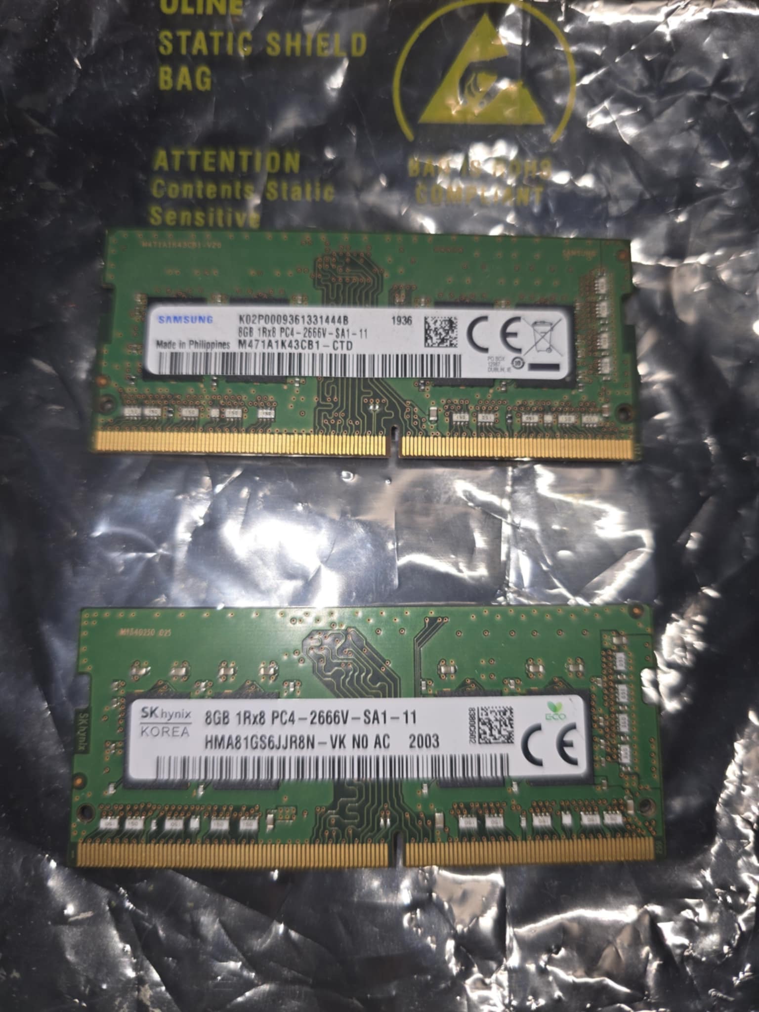 Samsung 16GB Memory pair (2x8GB)1RX8 PC4-2666v-SA1-11 HP 2666MHz DDR4 Memory
