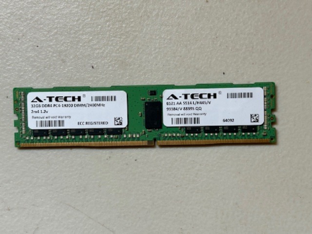 A-Tech 128GB 4x 32GB 2Rx4 PC4-19200R DDR4 2400 ECC REG RDIMM Server Memory RAM