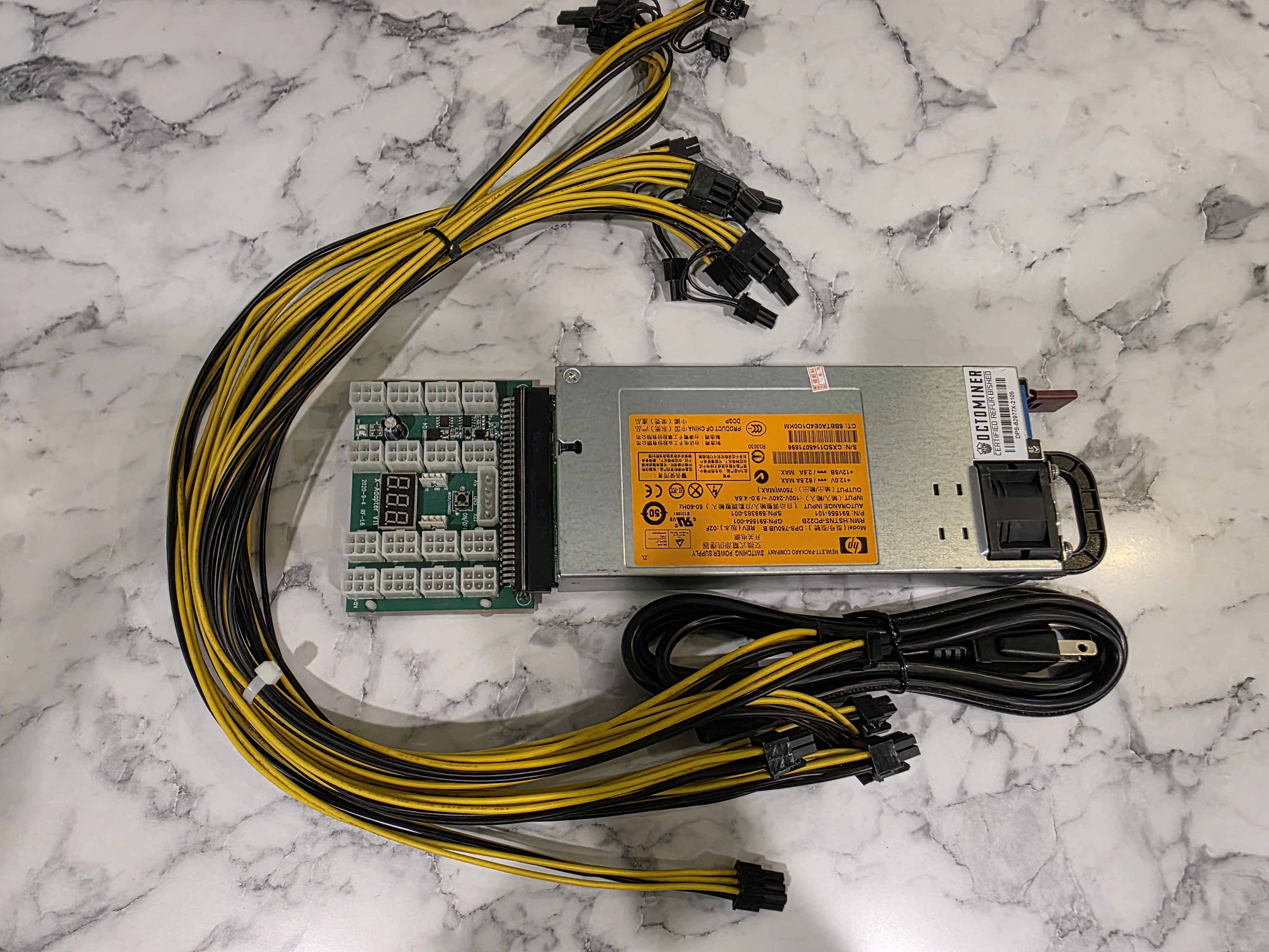 HP 750w Power supply kit with breakout board and cables